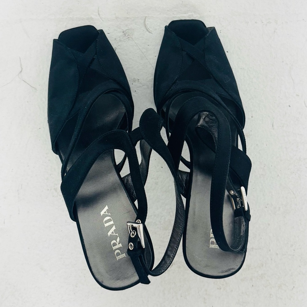 Prada Black Satin Sandal Heels